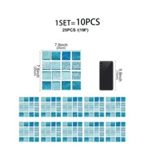 OUTANA 10pcs Blue PVC Mosaic Style Self-Adhesive Removable Wallpaper, Waterproof, Moisture-Proof, Easy To Clean Wall Stickers, Can Be Cut And Pasted, Modern Minimalist Blue Square Design Stickers, Suitable For Decorating Kitchen, Dining Table, Living Room Wall, Bedroom Wardrobe, Bathroom, Office And Gym - Multiple Styles - View 15