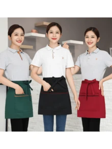 Waterproof Half Waist Apron With Pocket, Commercial Grade Server Apron For Waiter Waitress, Durable Polyester Kitchen & Cafe Apron - Multicolor - View 1