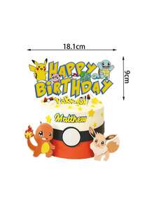 Đồ trang trí sinh nhật chủ đề Pokemon, bao gồm cờ nhiều màu sắc, phụ kiện trang trí bánh kem và đồ trang trí không gian tiệc. - A - Xem 5