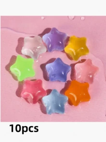 20/10个夜光透明五角星树脂吊坠（颜色随机，树脂材质，非软质），DIY工艺配件，适用于制作奶油胶手机壳、Guka卡片、发夹和珠宝，可爱玩具，成人减压桌面玩具，趣味手持新奇玩具，适合成人派对、办公桌和家庭使用。 - 多色 - 查看 7