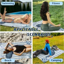 1pc Summer Boho Style Whale Shark Gracefully Swims, Framed By Pearls And Bows, Nautical Watercolor Art Style.  Beach Towel For Swimming Pool Vacation - Microfiber, Quick-Dry, Sand-Free & Lightweight Extra Large Towel For Pool, Beach, Yoga & Travel -Gift For Adults Women Men Kids - 白色 - 查看 3