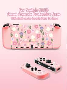 Cute Pink Floral Pattern Compatible Accessories Set For Switch2 (2025)/Switch NS/Switch OLED, Including Protective Case/Storage Bag, TPU Soft Shell, Stylish And Practical, Portable Stand, Portable Travel, Anti-Fall, Anti-Scratch, Anti-Fouling, Fashionable Romantic Gift - Multicolor - View 6