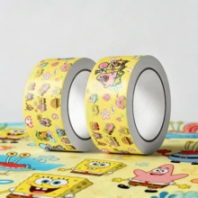 SpongeBob SquarePants 1 Rollo de Cinta Washi con Pegatinas de Dibujos Animados Lindos y Divertidos, Pegatinas de Cinta Washi Redondas de Dibujos Animados Lindos, Pegatinas Adorables, Pegatinas Decorativas de Alta Calidad con Temas - Multicolor - Ver 3