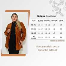 Plus Size Bengaline Jacket, Plus Size Winter Overcoat, Drawstring Cuffs, Fitted Waist, Parka Style - 駝色 - 查看 7