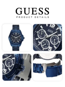 Guess Men's Quartz Watch, Made Of Stainless Steel, Stylish And Simple, Suitable For Daily Wear, A Gift For Men, Suitable For Giving As A Gift On Special Occasions,W0601G2 - Dark Blue - View 6