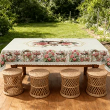 1pc Polyester Tablecloth With Flower And Clock Pattern, Durable And Washable, Suitable For Daily Home Use, Birthday Party, Themed Gathering, Outdoor Dining, Tea Party, Wedding, Restaurant Decor. Available In Multiple Sizes. - A - View 13