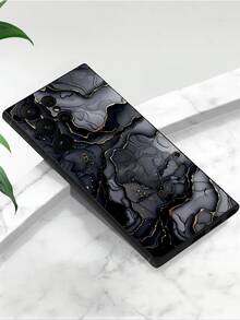 1 buah Casing Ponsel Motif Marmer Berlapis Emas, Pelindung Lembut TPU Hitam, Kompatibel dengan , Honor, Galaxy, - Hitam - View 4