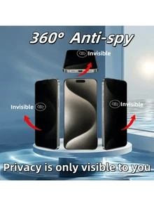 XINHONGYU 1 miếng dán màn hình cường lực 360° bảo vệ riêng tư, chống nhìn trộm, chống bám vân tay, vô hình từ trên/dưới/trái/phải, tương thích với điện thoại dòng 16E/16 Pro Max/16 Pro/16 Plus/16/15 Pro Max/14 Pro Max/13/12/11/XS MAX/XR Plus, quà tặng sinh nhật, gia đình, bạn bè. - màu đen - Xem 6