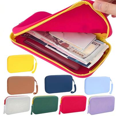 Disponível em 14 cores, lavável, necessaire de silicone de grande capacidade, bolsa de praia, bolsa para guardar cosméticos, carteira de praia.