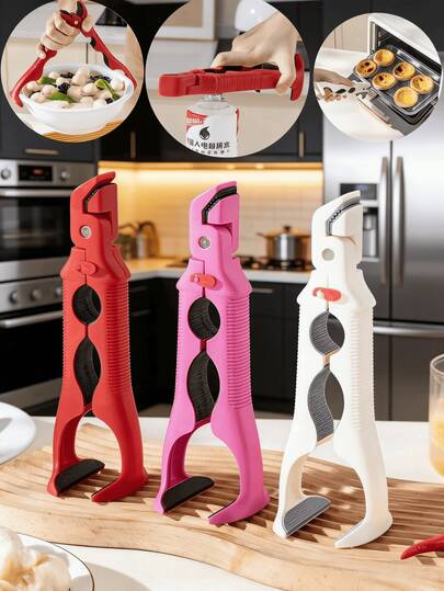 3-In-1 Heat Resistant Tongs, Suitable For Plates, Bowls And Bottles, Silicone Kitchen Tongs, Microwave Silicone Tongs, For Steaming Bowls And Dishes, Non-Slip Oven Baking Tongs