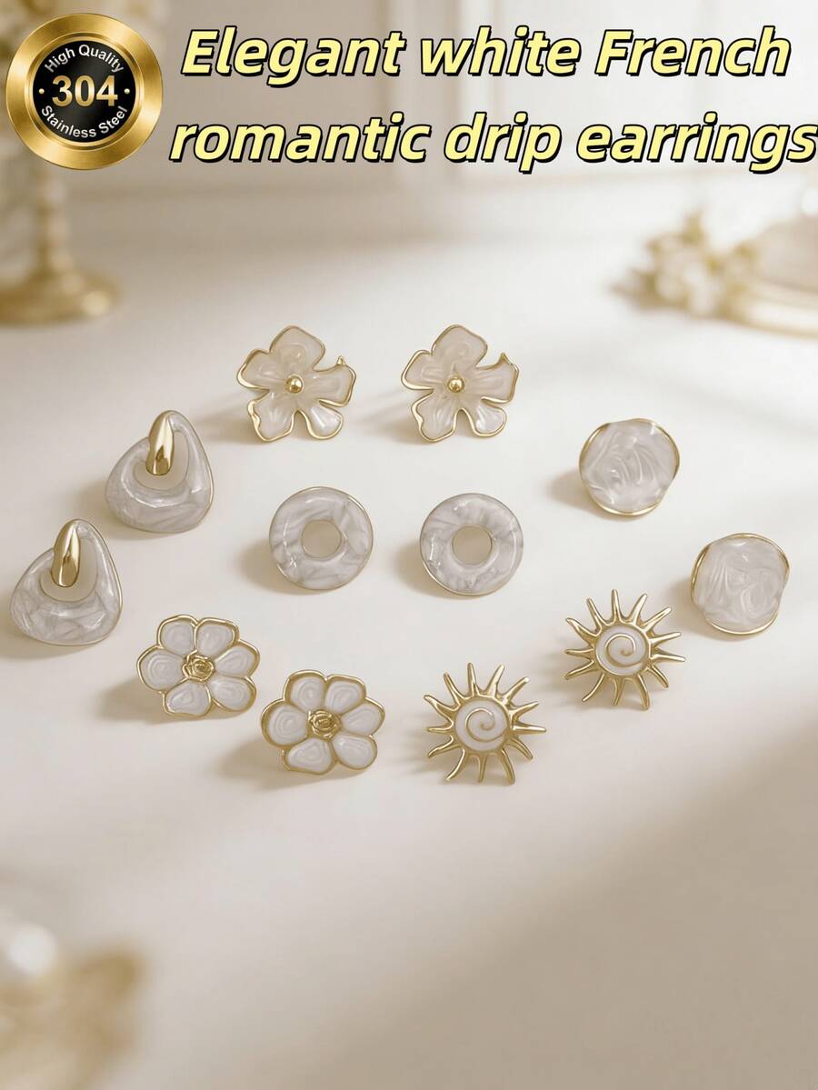 3/6pcs Geometric Shape Earrings, Vintage Unique Geometric Design, Elegant High-Quality Fashion Earrings, Suitable For Women's Daily And Holiday Wear - Multicolor - View 1