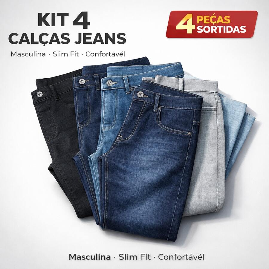 Men Pants - 中等水洗藍 - 查看 1