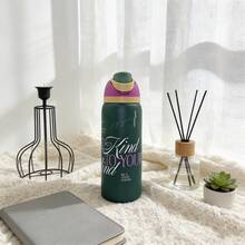 Owa Laaa Peach Water Bottle 32oz, 945ML, With Straw, Heat Preservation Time More Than 24 Hours, Cold And Hot Water Can Be Insulated, Can Make Coffee, Frozen Drinks, Exquisite Workmanship, Suitable For Camping, Work, Indoor And Outdoor Use. - 墨綠色 - 查看 2