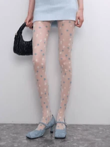 1/2 双 Y2K 性感镂空星形渔网袜，多层款式，适合春夏穿着 - 彩色 - 查看 12