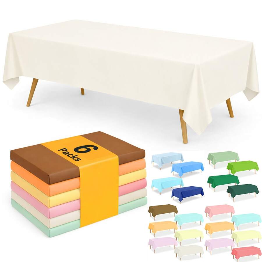 4/6片装一次性塑料桌布 – 加厚派对桌布，适用于婴儿派对、生日、婚礼、自助餐 – 混合绿色和蓝色色调（浅绿色、青柠色、草绿色、深绿色、浅蓝色、天蓝色、蓝色、深蓝色）