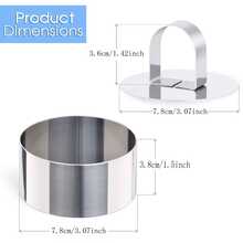 Bộ 5 khuôn bánh tròn (4 khuôn và 1 dụng cụ đẩy), khuôn mousse tráng miệng bằng thép không gỉ 3 inch kèm dụng cụ đẩy và tấm nâng, thích hợp cho nhà hàng, tiệc tùng, gia đình và tiệm bánh. - Nhiều màu - Xem 12