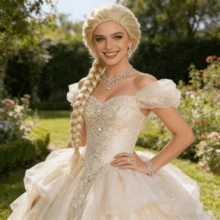 Princess-Style Multi-Color Long Thick Braid Wig, Retro Court Braided Design, High Crown For A Stylish Vibe, Breathable Wig Cap For Comfortable Wearing. Full Head Wig Suitable For Wedding Photoshoots, Cosplay, Parties, Balls, Halloween, K-POP, Y2K And Stage Performances. - Multicolor - View 7