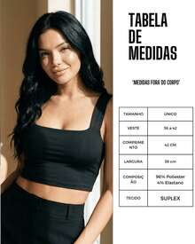 KIT 3 Cropped Feminino Regata Alça Grossa Suplex Decote Quadrado - Preto Nude Marrom - Visão 2