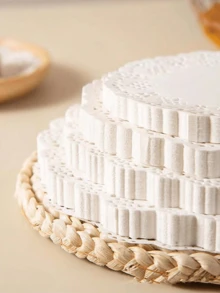 100pcs Round White Lace Paper Doilies - Disposable Lace Paper Mats Suitable For Crafts, Tableware Decoration, Parties, Weddings, Cakes, Desserts, Baking, Frying, Halloween, Christmas And Other Festivals And Special Occasions. - White - View 3