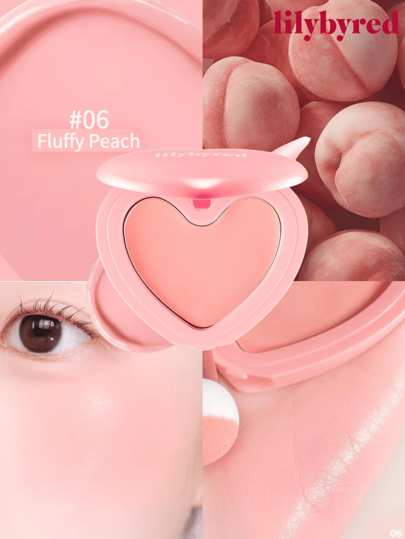 lilybyred K-Beauty Luv Beam腮红膏，质地柔滑，持久显色，打造自然光泽妆容，丝绒般柔润，打造自然妆效，日常妆容腮红 - 06 Fluffy Peach - 查看 1