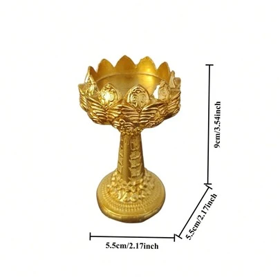 1pc Gold Lotus Base Candle Holder & Crystal Ball Base, Feng Shui Decor For Bedroom, Living Room, Prayer Room, Foyer Tabletop, Resin Crafts