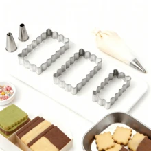 Bộ 6 khuôn cắt bánh quy hình chữ nhật và vuông viền lượn sóng, khuôn bánh quy bằng thép không gỉ có thể tái sử dụng, dụng cụ làm bánh đa năng cho các món ăn ngày lễ, món tráng miệng ngày Valentine và đồ ăn nhẹ trong các bữa tiệc (từ 1,5" đến 3"). - Bạc - Xem 3