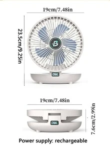 2026新款静音桌面风扇，可摆动，电池续航时间长，USB充电，风量大，适用于办公室、宿舍、桌面等场所。 - 顏色隨機 - 查看 10