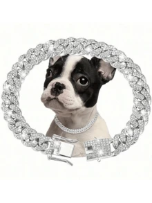 1 pieza Collar brillante para mascotas de 13mm, material ligero, collar decorativo para perros, collar de moda para mascotas con diamantes completos, accesorios de cadena decorativa para mascotas, perros y gatos pequeños, medianos y grandes, adecuado para uso diario y fiestas, excelente regalo de cumpleaños para mascotas - Multicolor - Ver 8