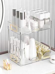 Light Luxury Acrylic Cosmetic Storage Box, Multi-Layer Transparent Desktop Skin Care Organizer Rack - Transparent White - View 2