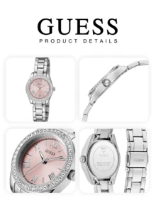 Đồng hồ nữ GUESS Quartz Analog, vỏ thép không gỉ, mặt số màu sâm panh, dây đeo thép không gỉ hai tông màu, chống nước 30M - GW0841L4 - Hồng - Xem 5