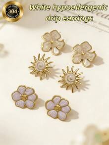 3/6pcs Geometric Shape Earrings, Vintage Unique Geometric Design, Elegant High-Quality Fashion Earrings, Suitable For Women's Daily And Holiday Wear - Multicolor - View 6
