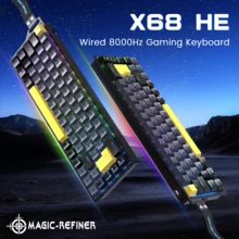 ATTACK SHARK X68HE 8KHz Rapid Trigger Mechanical Gaming Keyboard,60% Wired,Hall Effect Magnetic Switch,Adjustable Actuation,RGB Backlit,Snap Tap, RGB Backlit For PC/Mac, Gift For Kids, Holiday, Xmas Edition, New Year 2026 - Purple White/ Black/ Cheese White/ Star Black - 查看 14
