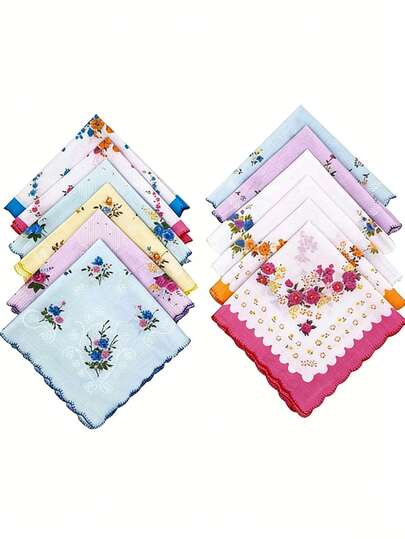 Bộ 3 khăn tay in họa tiết hoa lưỡi liềm cổ điển, nền trắng, chất liệu mềm mại, nhẹ và thoáng khí, phù hợp cho mọi mùa, dùng được cho cả nam và nữ, lý tưởng cho các hoạt động ngoài trời, thể thao, đám cưới và sử dụng hàng ngày.