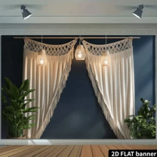 1pc 2D Flat Elegant Macrame Tassel Curtain Decor - Handmade Polyester Tassel Curtain, Suitable For Weddings, Birthdays, Home Events - No Electricity Needed, Creates Cozy Photography Backdrop And Soft Background Decor, Various Sizes, Living Room Curtain - A - View 6