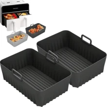 2pcs/4pcs Reusable Silicone Air Fryer Liners, Non-Stick Baking Mats, Air Fryer Kitchen Accessories Replacement - Multicolor - View 2