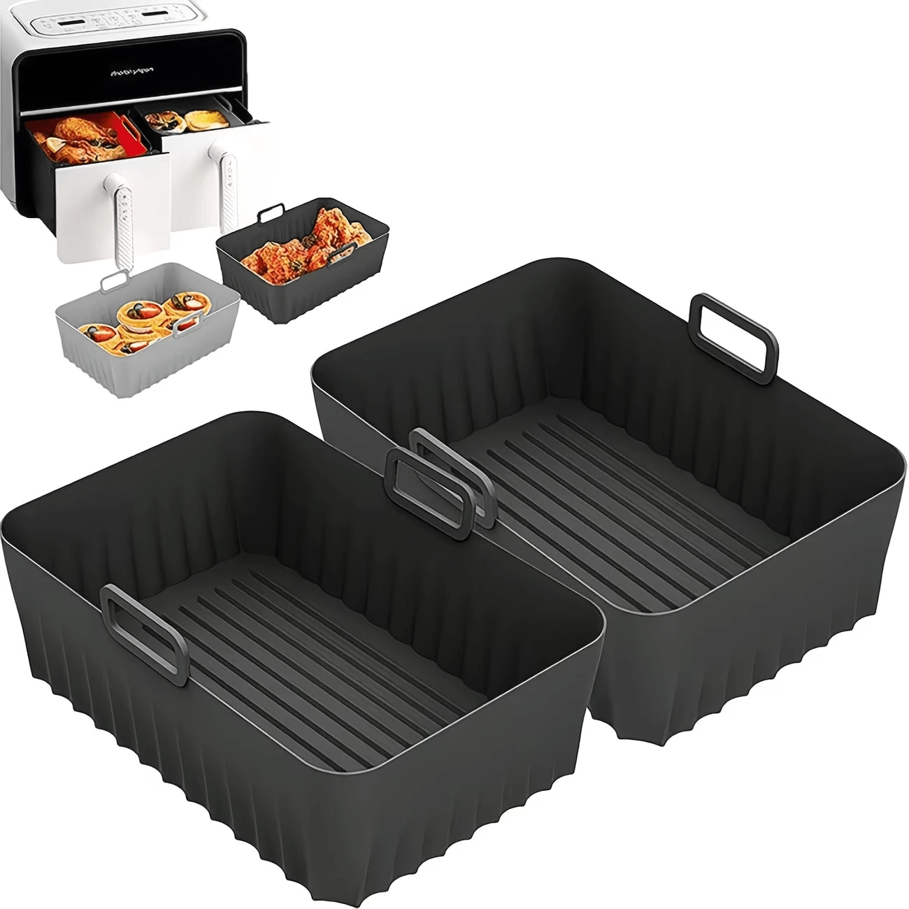 2pcs/4pcs Reusable Silicone Air Fryer Liners, Non-Stick Baking Mats, Air Fryer Kitchen Accessories Replacement