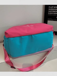 Nueva bolsa de viaje multifuncional, versátil, de gran capacidad, elegante, minimalista y cómoda con bloques de color de letra de dopamina - Rojo - Ver 8