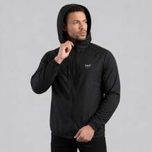Men's Windbreaker Jacket With Lined Hood And Front Zipper, Lightweight And Comfortable For Everyday Use. - 黑色 - 查看 1