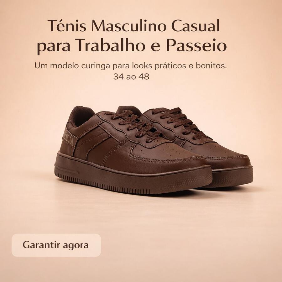 Men's White Sneakers - Lightweight And Super Comfortable, Special Sizes 34 To 48 | BUY NOW! - KHÔNG KHÍ - Nâu - Xem 1
