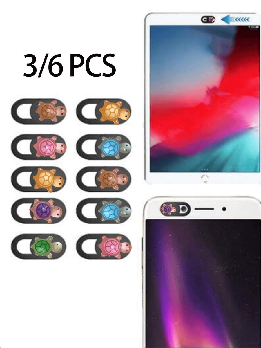 3/6pcs Privacy Camera Slider Covers, Webcam Protective Cases, Front Camera Protective Cases/Mobile Phone Camera Protective Covers, Protecting Privacy And Security, Laptop Camera Slider Covers, Super Cute Turtle Camera Slider Covers, Slide To Close, Protecting Your Lens Security - Multicolor - View 1
