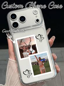 1PC Customizable Photo Phone Case Transparent Cover Matte Texture Compatible With 17/17 Pro/17 Pro Max/17 Air, 16-11, S20-S26 Series, Customized Gift, Best Friend Gift, Valentine's Day Gift, Personalized Gift - Clear - View 3