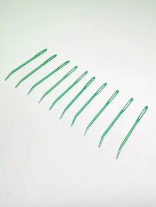 10pcs Curved Bent Tip Knitting Needles, Rust-Resistant Aluminum Alloy Large-Eyed Design, Multi-Color Options, Easy To Operate, Suitable For Sweater Repair, Handcraft Knitting, Clothing Edging, Home Textile Mending, Plush Doll Making, Etc. - Large-eye Aluminum Bent Needle - View 10