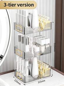 Light Luxury Acrylic Cosmetic Storage Box, Multi-Layer Transparent Desktop Skin Care Organizer Rack - Transparent Gray - View 2