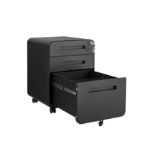 Mobile Filing Cabinet With 3 Drawers For Under The Desk, Simple And Versatile Storage For Documents In Legal/Letter/A4 Format, Tip-Proof Design With 5 Casters, Cold-Rolled Steel, Water And Moisture Resistant - Black - View 8