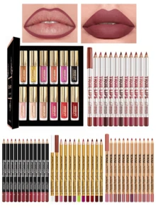 12-Piece Liquid Lipstick Set And 12/24-Piece Professional Lip Liner Combination, Matte Silky Lip Makeup Set, Suitable For Creating A Well-Defined Lip Effect, Long-Lasting Waterproof, Non-Stick Cup Lip Color, Women's Gift Set, Butterfly Shiny Shell, Is The Perfect Gift Choice For Christmas. Easter Gift - 新多色 - 查看 11