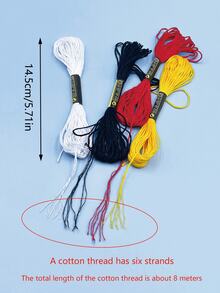 Bộ 12 cuộn chỉ thêu 6 sợi, có các màu đỏ, vàng, đen, trắng, mỗi sợi dài 8m, thích hợp cho việc tự làm thêu, thêu chữ thập, làm vòng tay, may vá thủ công. - Chỉ thêu chữ thập - Xem 6