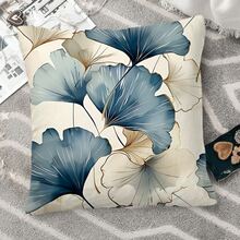 2pcs Ginkgo Leaf Abstract Modern Art Throw Pillow Covers - Soft Polyester, No Insert Needed - Great For Sofa, Bed, Car And Living Room Decor - White/Blue - Multicolor - View 4