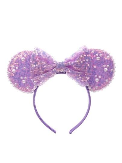 1pc Glitter Ear Headband With Bow, Cute Shiny Faux Pearl Big Ear Cartoon Hairband, Elegant Pearl Glitter Headband, Suitable For Student Party, Costume Ball, Role Play, Theme Park Outings And Holiday Celebrations, Perfect Gift For Friends And Family, Suitable For Women And Couples, Ideal Princess Costume And Holiday Celebration Accessory (Women's Hair Accessories, Headband, Women's Headwear, Summer, Travel Essential)