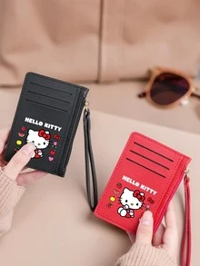 SANRIO 1个可爱Hello Kitty印花零钱包，带拉链和腕带，多卡位女士卡包，送给朋友和家人的完美礼物，女士钱包，迷你钱包，小钱包，卡包，旅行必备，夏季节日，毕业典礼，教师节礼物，生日礼物，母亲节礼物 - 彩色 - 查看 2