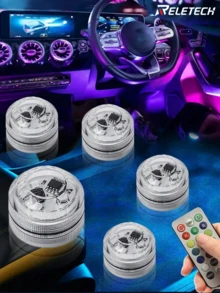 Reletech 8个GLANBERT新款汽车LED彩色氛围灯，带无线遥控器，LED装饰灯，底座灯，无需安装 - 彩色 - 查看 11